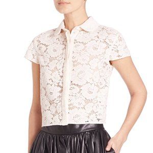 Alice and Olivia lace button down cropped shirt